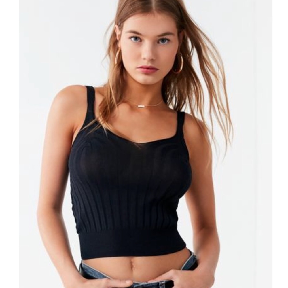UO Poppy Ribbed Cropped Tank Top